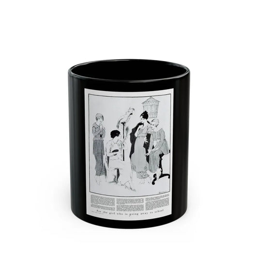 For the girl who is going away to school, Harper's Bazaar, August 1914 - Black Coffee Mug-11oz-Go Mug Yourself