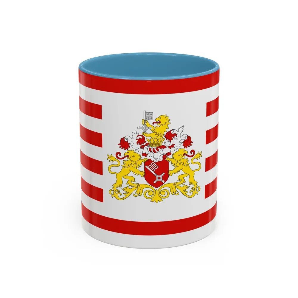 Flag of Bremen with flag arms Germany - Accent Coffee Mug-11oz-Light Blue-Go Mug Yourself