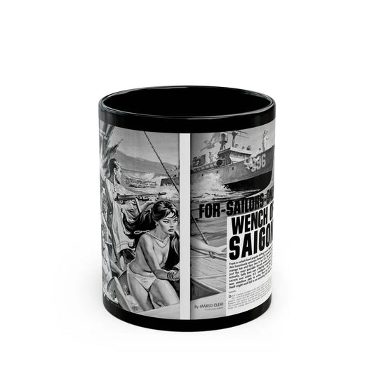 For-Sailors-Only Wench of Saigon, Men magazine, January 1965 - Black Coffee Mug-11oz-Go Mug Yourself