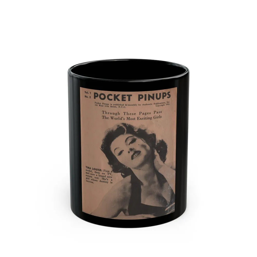 Tina Louise #119 - Pocket Pin-Ups Mag. '55 (Vintage Female Icon) Black Coffee Mug-11oz-Go Mug Yourself