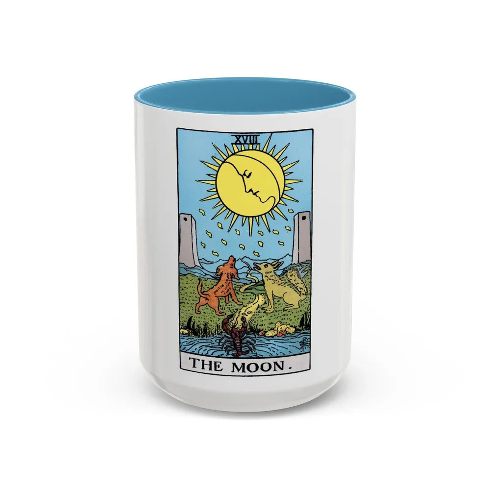 The Moon (Tarot Card) Accent Coffee Mug-15oz-Light Blue-Go Mug Yourself