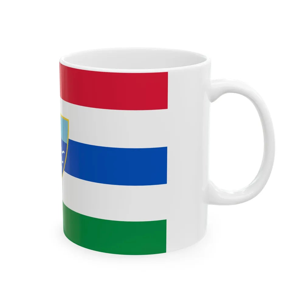 Flag of Herzegovina Neretva Canton Bosnia and Herzegovina - White Coffee Mug-Go Mug Yourself