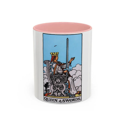 The Queen of Swords (Tarot Card) Accent Coffee Mug-11oz-Pink-Go Mug Yourself