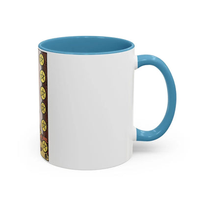 The 8 of Pentacles (Tarot Card) Accent Coffee Mug-Go Mug Yourself