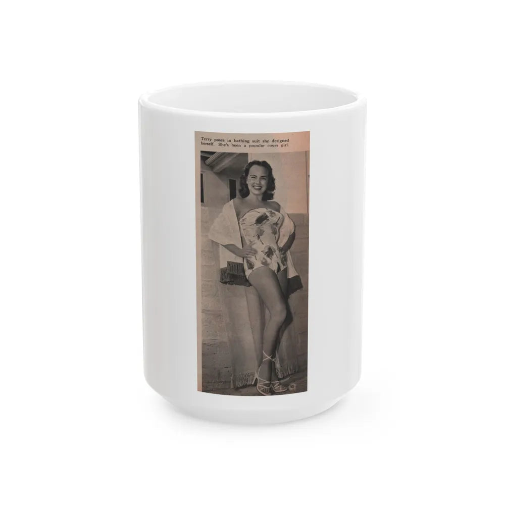 Terry Moore #593 - 3x7 Magazine Page Photo Clipping (Vintage Female Icon) White Coffee Mug-15oz-Go Mug Yourself