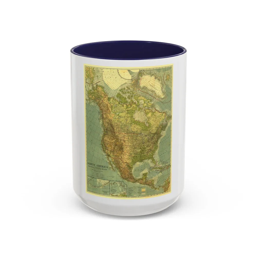 North America (1924) (Map) Accent Coffee Mug-15oz-Navy-Go Mug Yourself