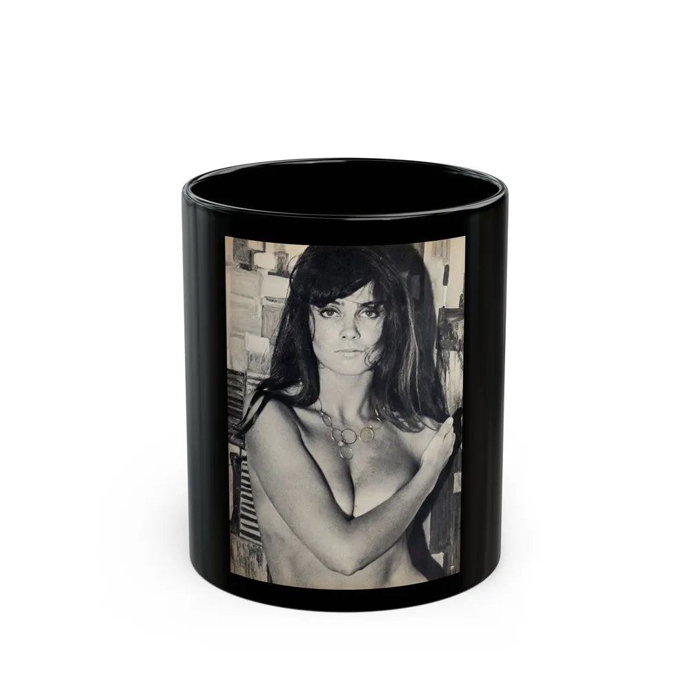 Caroline Munro #39 (Vintage Female Icon) Black Coffee Mug-11oz-Go Mug Yourself