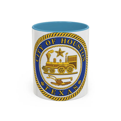 Seal of Houston Texas - Accent Coffee Mug-11oz-Light Blue-Go Mug Yourself