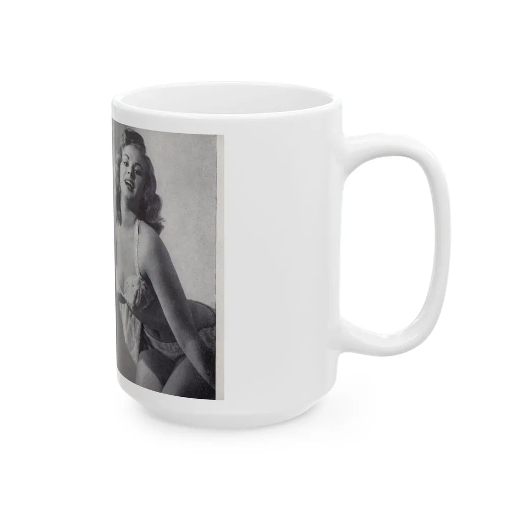 Norma Sykes #144 - 66 PHOTOGRAPHS OF Sabrina U.K. Pocket Mag. Pages 18 & 19 (Vintage Female Icon) White Coffee Mug-Go Mug Yourself