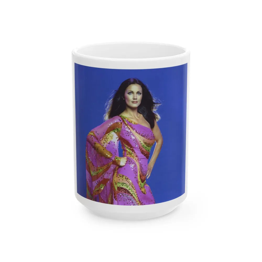 Lynda Carter #224 (Vintage Female Icon) White Coffee Mug-15oz-Go Mug Yourself