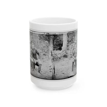 Fair Oaks, Va. Lt. James B. Washington, A Confederate Prisoner, With Capt. George A. Custer Of The 5th Cavalry, U.S.A. (U.S. Civil War) White Coffee Mug-15oz-Go Mug Yourself