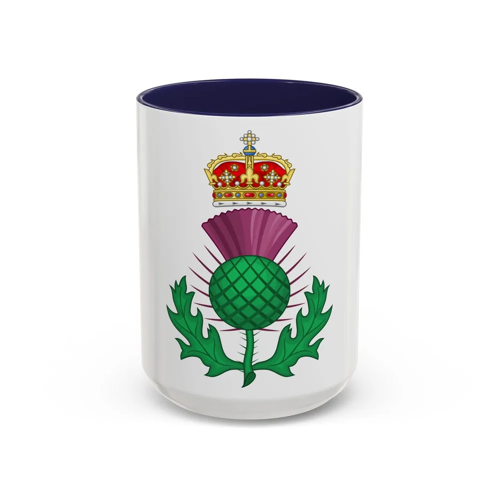 Thistle Royal Badge of Scotland - Accent Coffee Mug-15oz-Navy-Go Mug Yourself