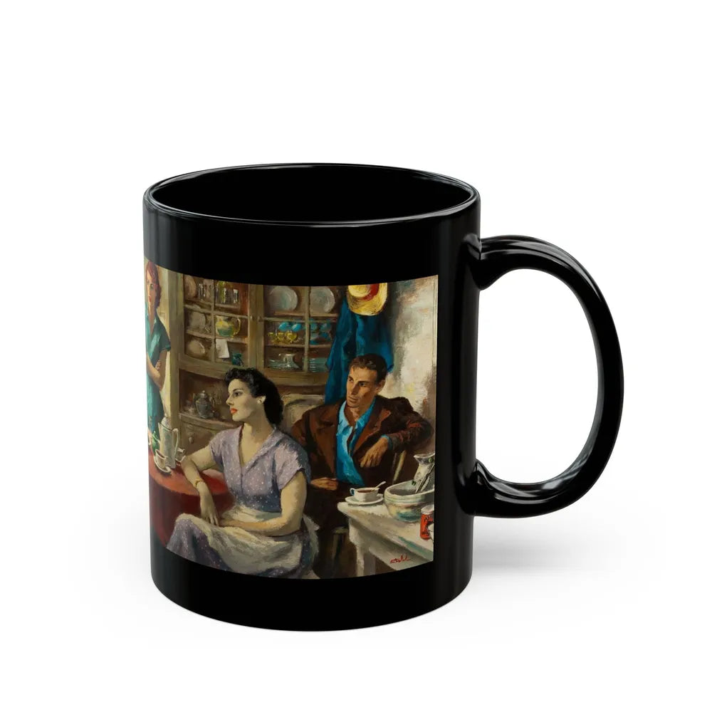 Crowfoot for Luck, Saturday Evening Post illustration - Black Coffee Mug-Go Mug Yourself