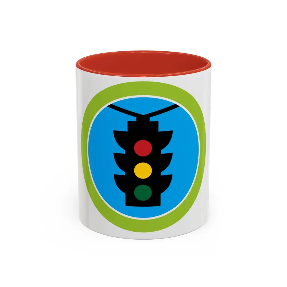 Traffic Safety (Boy Scout Merit Badge) Accent Coffee Mug-11oz-Red-Go Mug Yourself