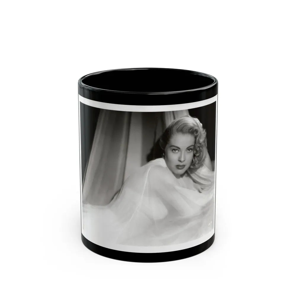 Lori Nelson #230 - Negative Struck 80's or 90's Re-Print 8x10 1950's B&W of Upper Body Glamour Photo (Vintage Female Icon) Black Coffee Mug-11oz-Go Mug Yourself