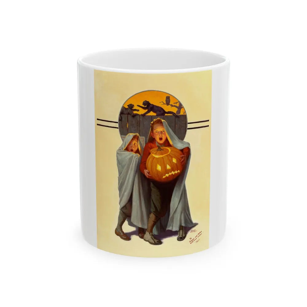 Halloween Scare, The Saturday Evening Post cover, November 2, 1935 - White Coffee Mug-11oz-Go Mug Yourself