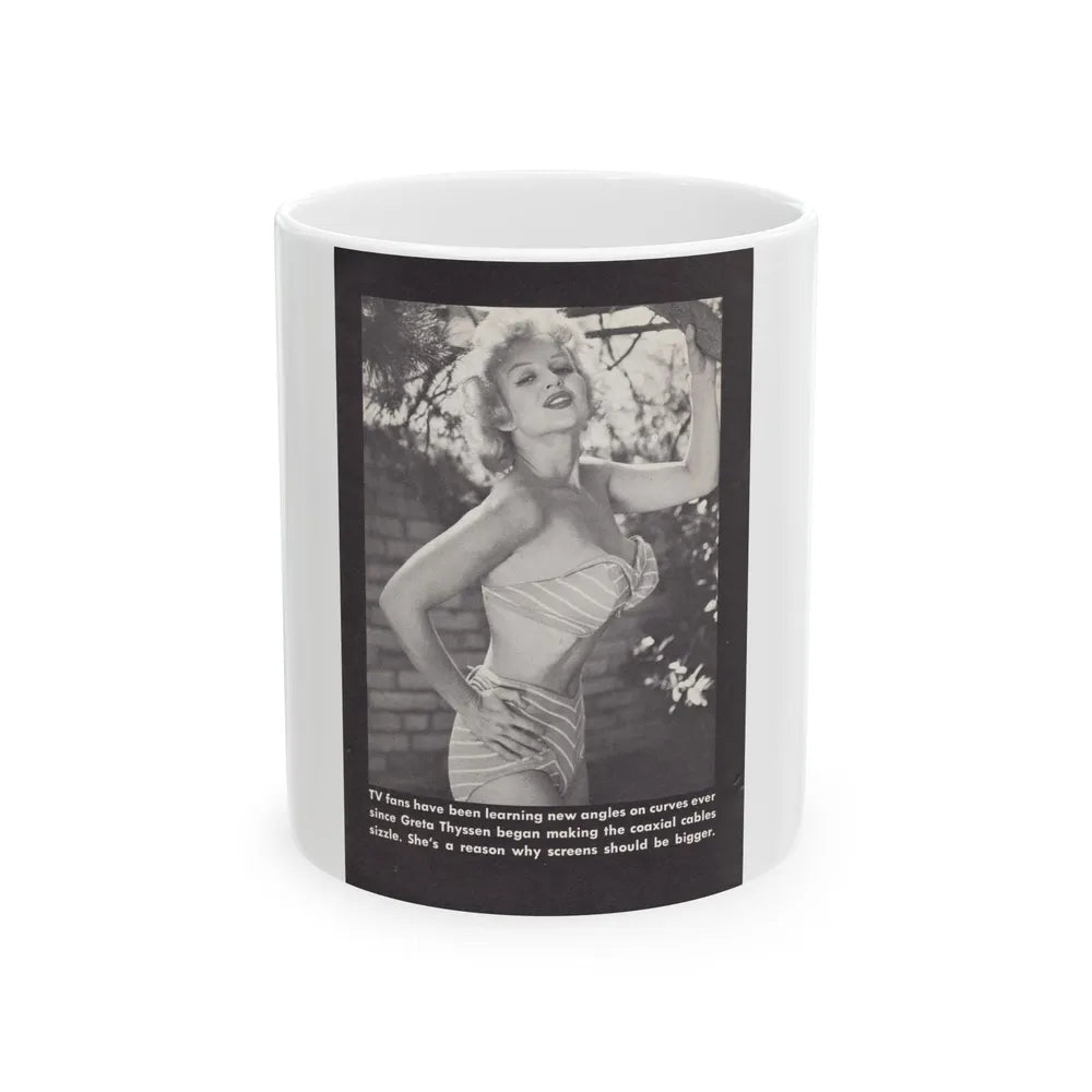 Greta Thyssen #160 - 1 Full Page B&W Photo on Page 38 from BOLD Pocket Mag. Feb. '59 (Vintage Female Icon) White Coffee Mug-11oz-Go Mug Yourself