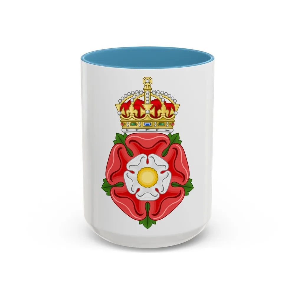 Tudor Rose, royally crowned - Accent Coffee Mug-15oz-Light Blue-Go Mug Yourself