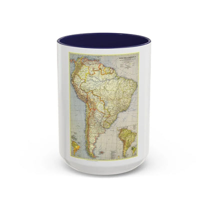 South America (1937) (Map) Accent Coffee Mug-15oz-Navy-Go Mug Yourself