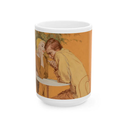 Couple at Cafe table, magazine illustration - White Coffee Mug-15oz-Go Mug Yourself