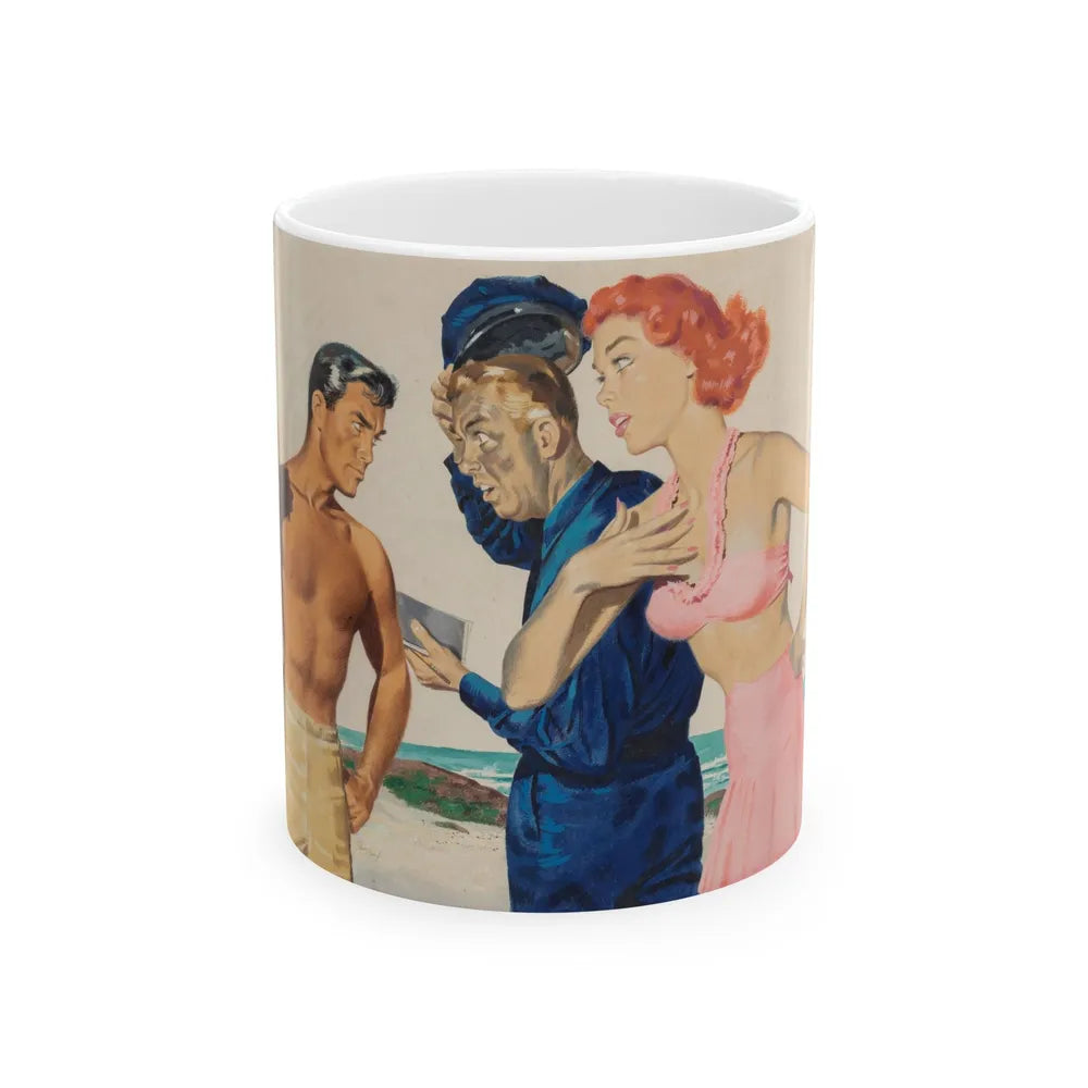 Couple and Cop, probable magazine illustration - White Coffee Mug-11oz-Go Mug Yourself