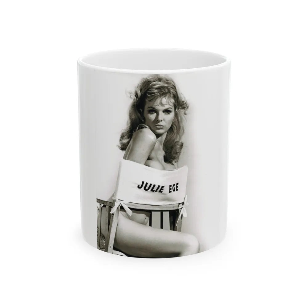 Julie Ege #272 - 7.5x12 B&W Full Body Semi Nude from 70's via a Good Quality Re-Strike (Vintage Female Icon) White Coffee Mug-11oz-Go Mug Yourself