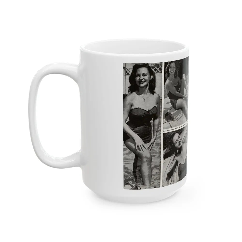 Greta Thyssen #17 - American Beauties Mag. '53 - 2 Pages with, 5 B&W Photos (Vintage Female Icon) White Coffee Mug-Go Mug Yourself