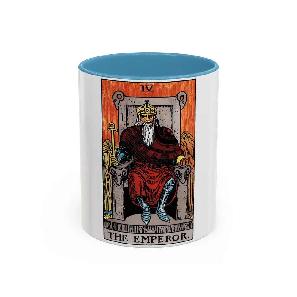 The Emperor (Tarot Card) Accent Coffee Mug-11oz-Light Blue-Go Mug Yourself