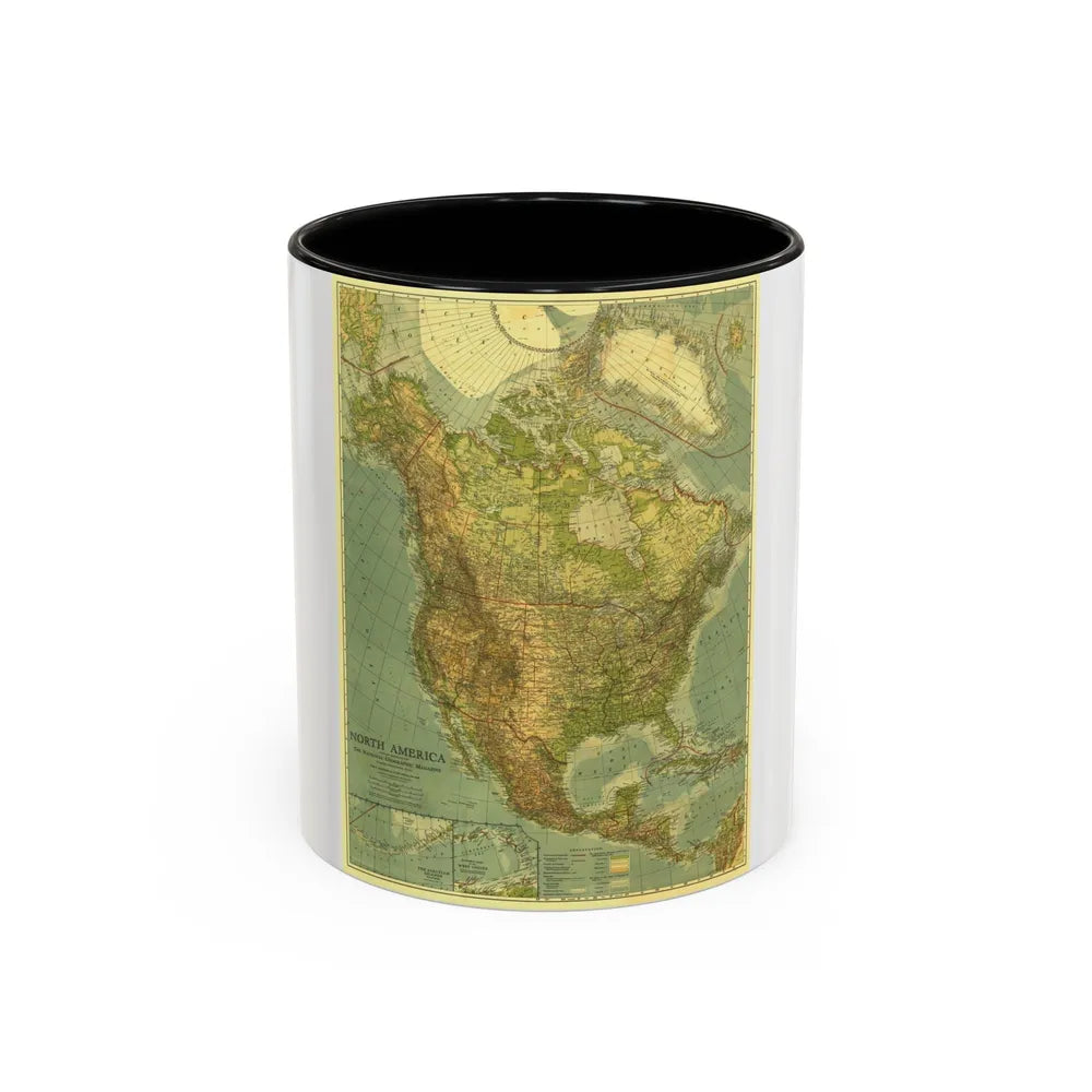 North America (1924) (Map) Accent Coffee Mug-11oz-Black-Go Mug Yourself