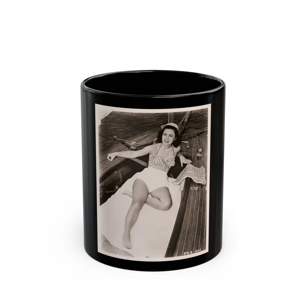 Faith Domergue #139 (Vintage Female Icon) Black Coffee Mug-11oz-Go Mug Yourself