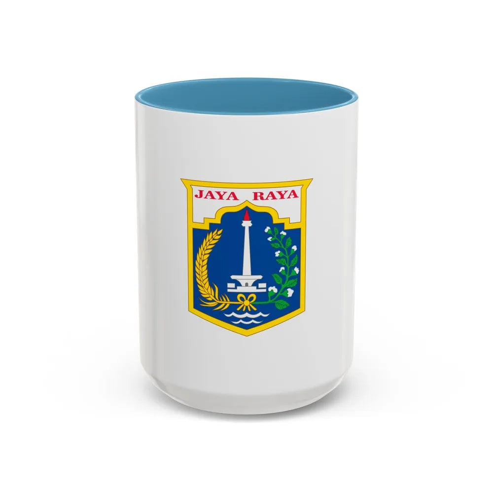 Flag of Jakarta Indonesia - Accent Coffee Mug-15oz-Light Blue-Go Mug Yourself