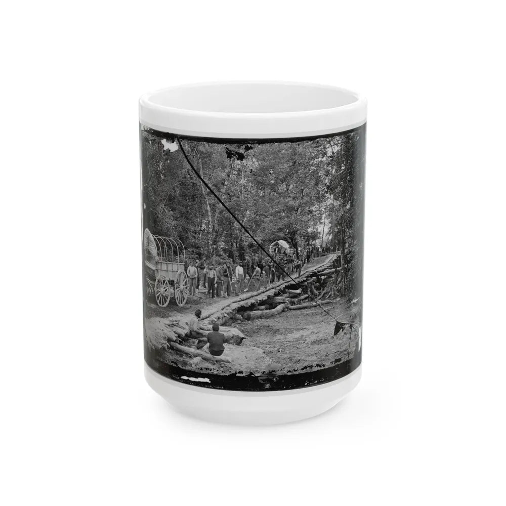 Chickahominy River, Va. Grapevine Bridge Built May 27-28, 1862, By The 5th New Hampshire Infantry Under Col. Edward E. Cross (U.S. Civil War) White Coffee Mug-15oz-Go Mug Yourself