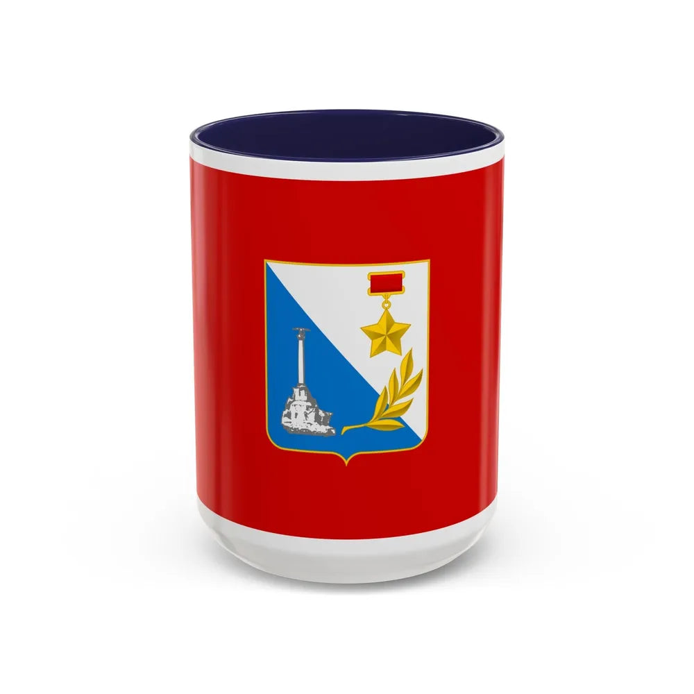 Flag of Sevastopol Ukraine - Accent Coffee Mug-15oz-Navy-Go Mug Yourself