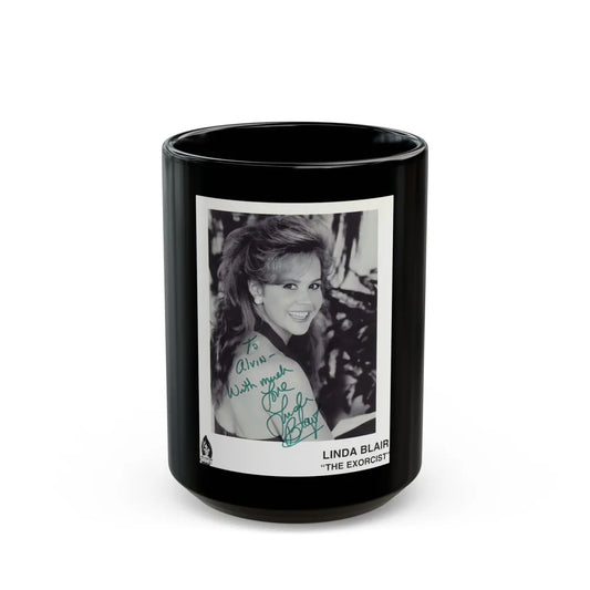 Linda Blair #183 (Vintage Female Icon) Black Coffee Mug-15oz-Go Mug Yourself