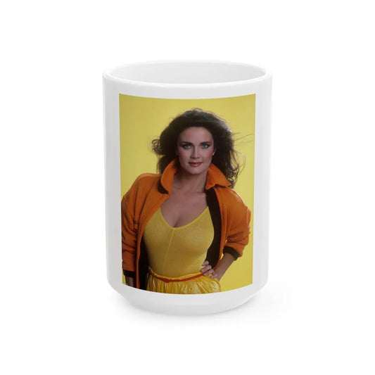 Lynda Carter #180 (Vintage Female Icon) White Coffee Mug-15oz-Go Mug Yourself