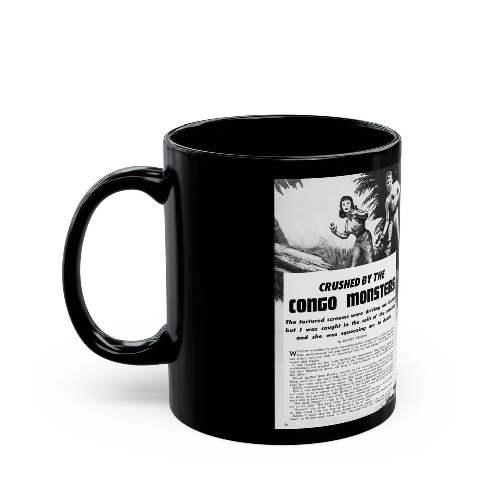 Crushed by the Congo Monster, Man's Daring, December 1960 - Black Coffee Mug-Go Mug Yourself