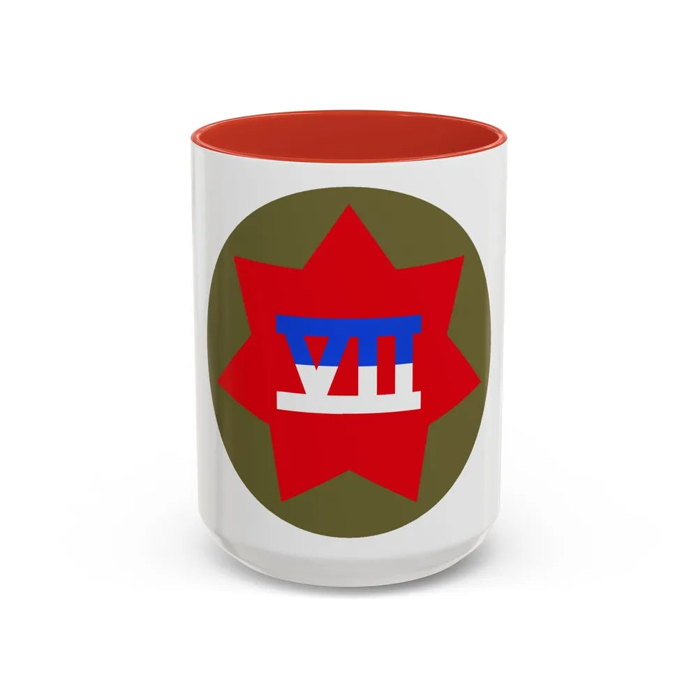 VII Corps (U.S. Army) Accent Coffee Mug-15oz-Red-Go Mug Yourself