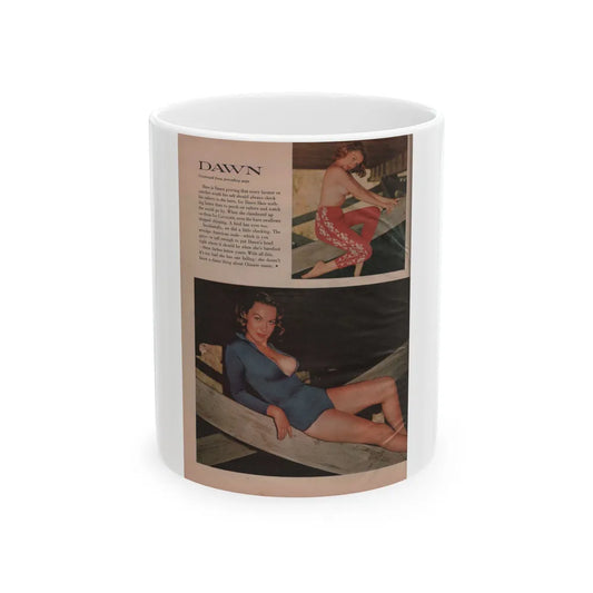 Dawn Richard #63 - [Pages 20] Including Pages 3 of 3 with, 2 Color Photos & Article End from Cavalier Mag. Feb. '59 (Vintage Female Icon) White Coffee Mug-11oz-Go Mug Yourself