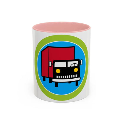 Truck Transportation (Boy Scout Merit Badge) Accent Coffee Mug-11oz-Pink-Go Mug Yourself