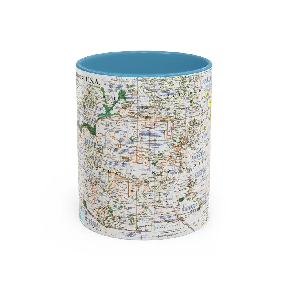 USA - Southwest (1992) (Map) Accent Coffee Mug-11oz-Light Blue-Go Mug Yourself