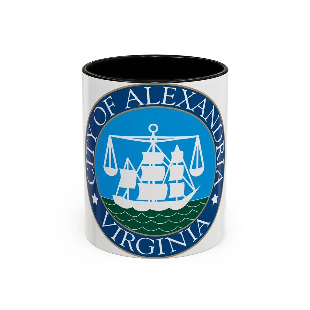 Seal of Alexandria Virginia - Accent Coffee Mug-11oz-Black-Go Mug Yourself