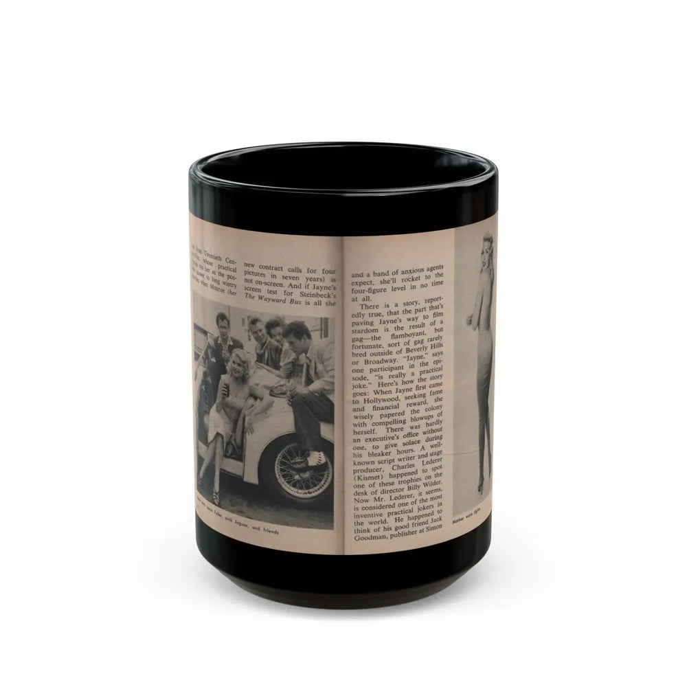 Jayne Mansfield #286 - JAYNE Pocket Magazine Pages 16 & 17 (Vintage Female Icon) Black Coffee Mug-15oz-Go Mug Yourself