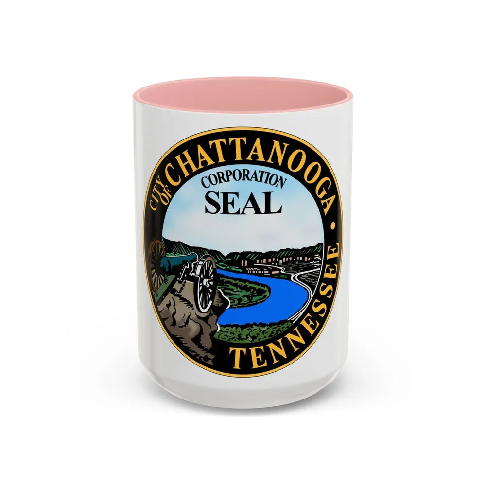 Seal of Chattanooga Tennessee - Accent Coffee Mug-15oz-Pink-Go Mug Yourself