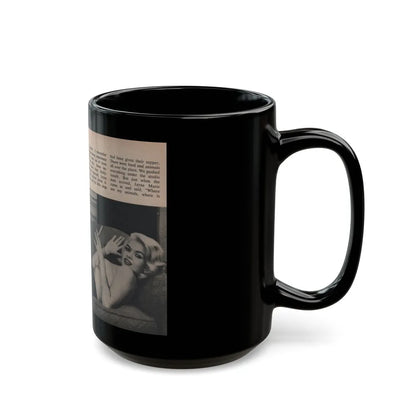 Jayne Mansfield #304 - JAYNE Pocket Magazine Pages 52 & 53 (Vintage Female Icon) Black Coffee Mug-Go Mug Yourself