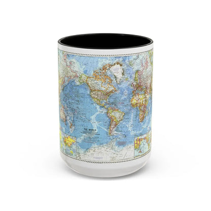 World Map (1960) (Map) Accent Coffee Mug-15oz-Black-Go Mug Yourself