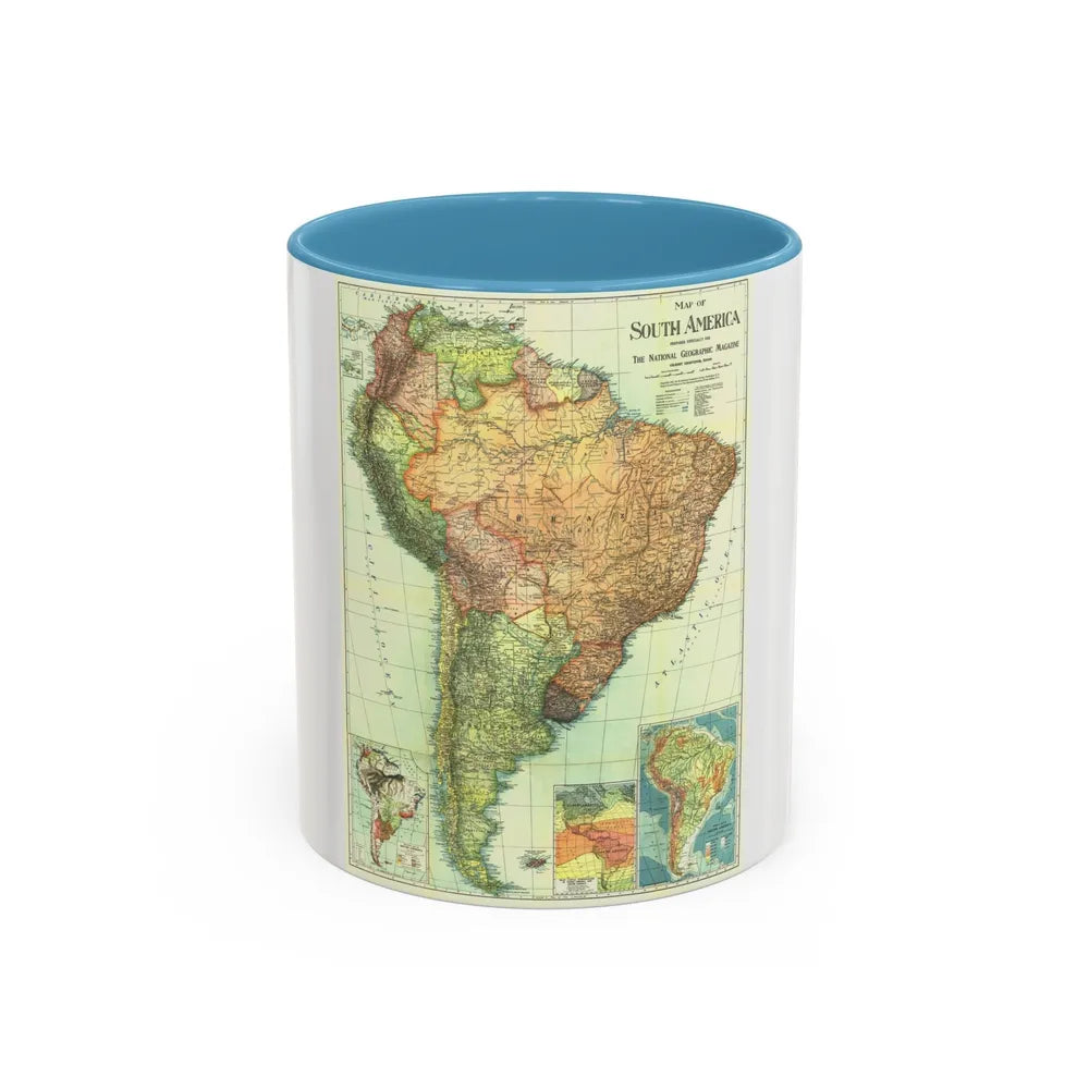 South America (1921) (Map) Accent Coffee Mug-11oz-Light Blue-Go Mug Yourself