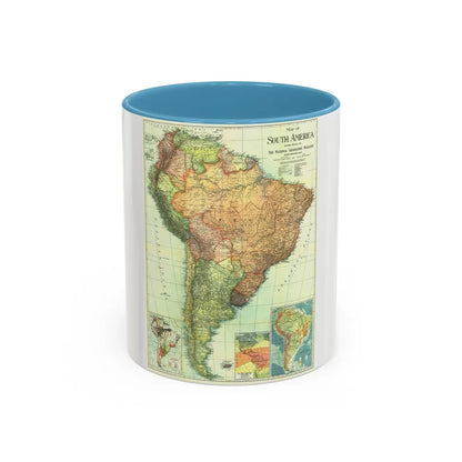 South America (1921) (Map) Accent Coffee Mug-11oz-Light Blue-Go Mug Yourself