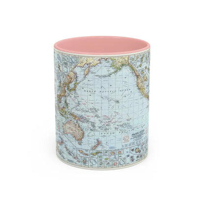 Pacific Ocean (1952) (Map) Accent Coffee Mug-11oz-Pink-Go Mug Yourself