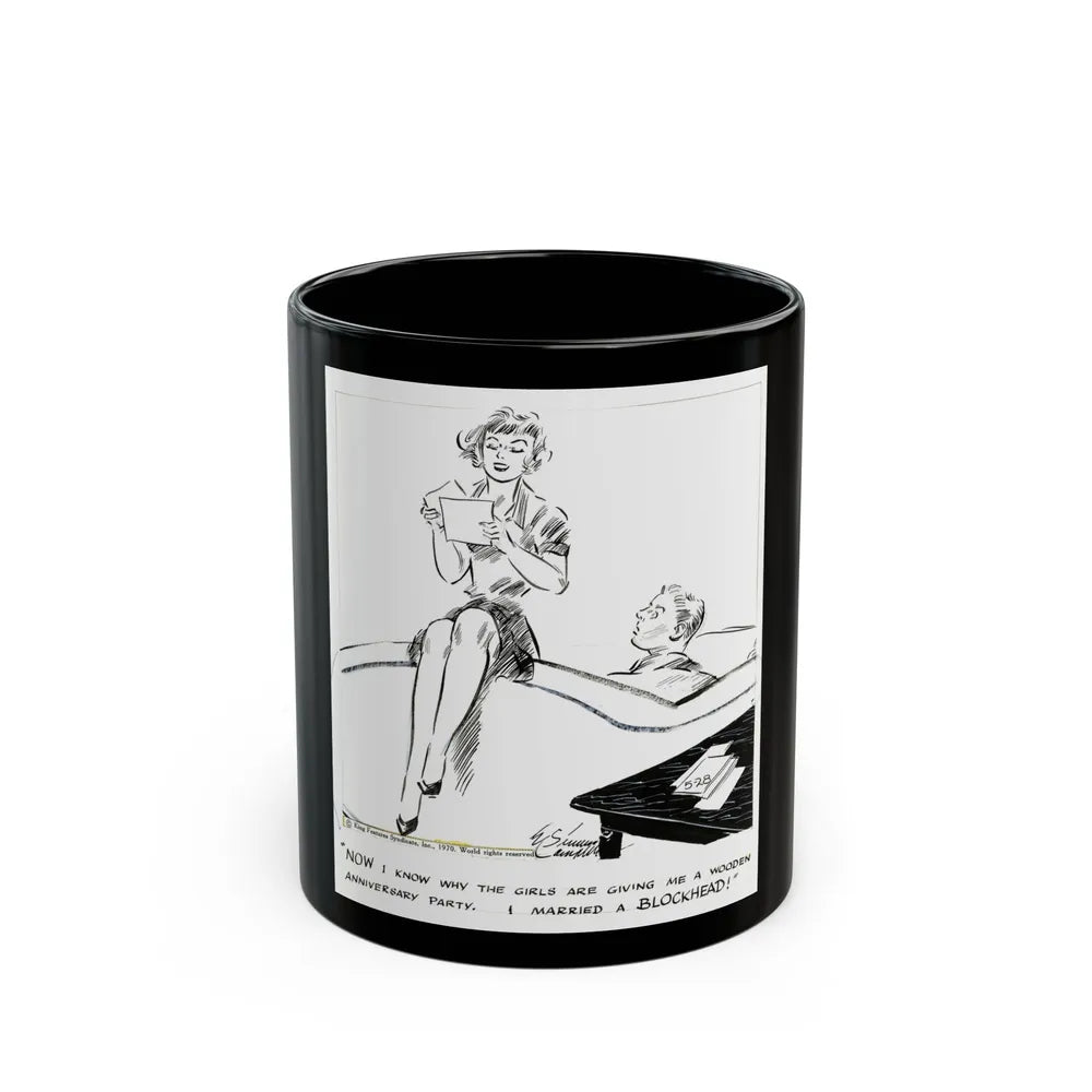 Cuties Daily Comic Strip, 1970 - Black Coffee Mug-11oz-Go Mug Yourself