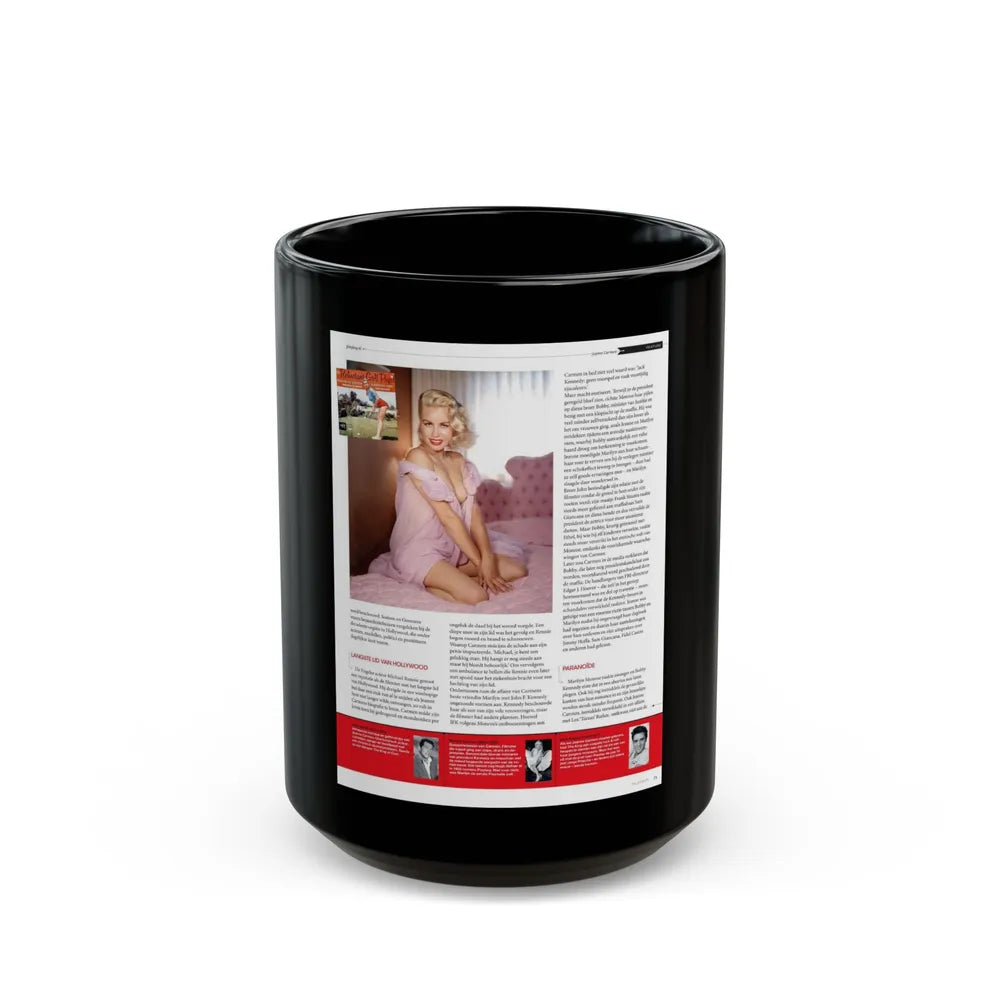 Jeanne Carmen #226 - German Mag. Layout (Vintage Female Icon) Black Coffee Mug-15oz-Go Mug Yourself